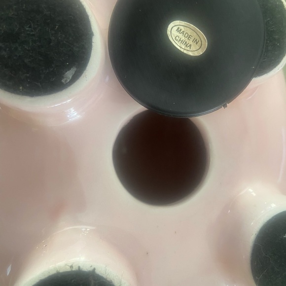 Vintage Mid Century Pottery Blush Pink Fat Belly Curly Tail Pig Piggy Bank - Picture 5 of 5